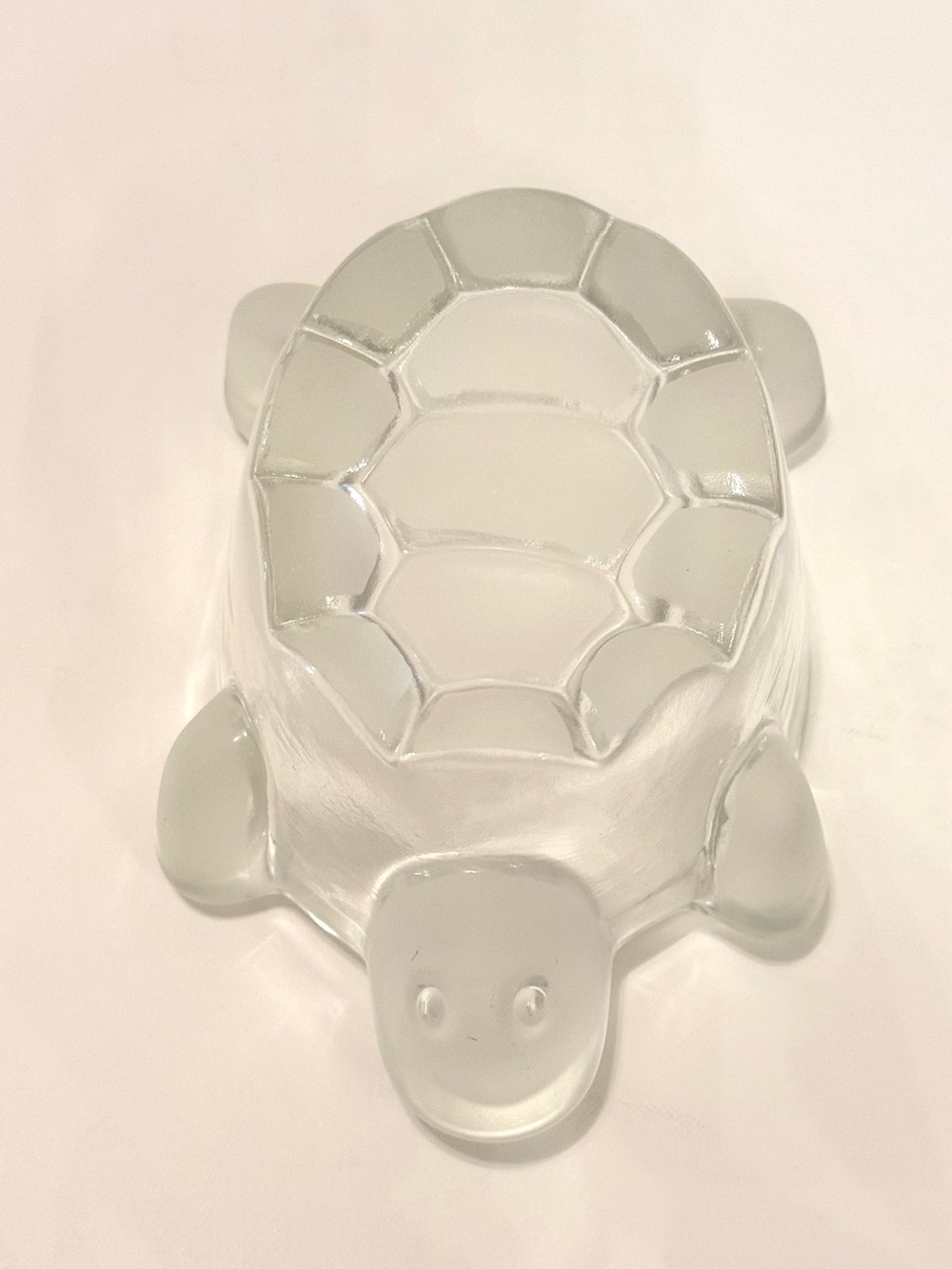 Vintage Walther Glass Turtle Bowl Frosted Crystal Germany